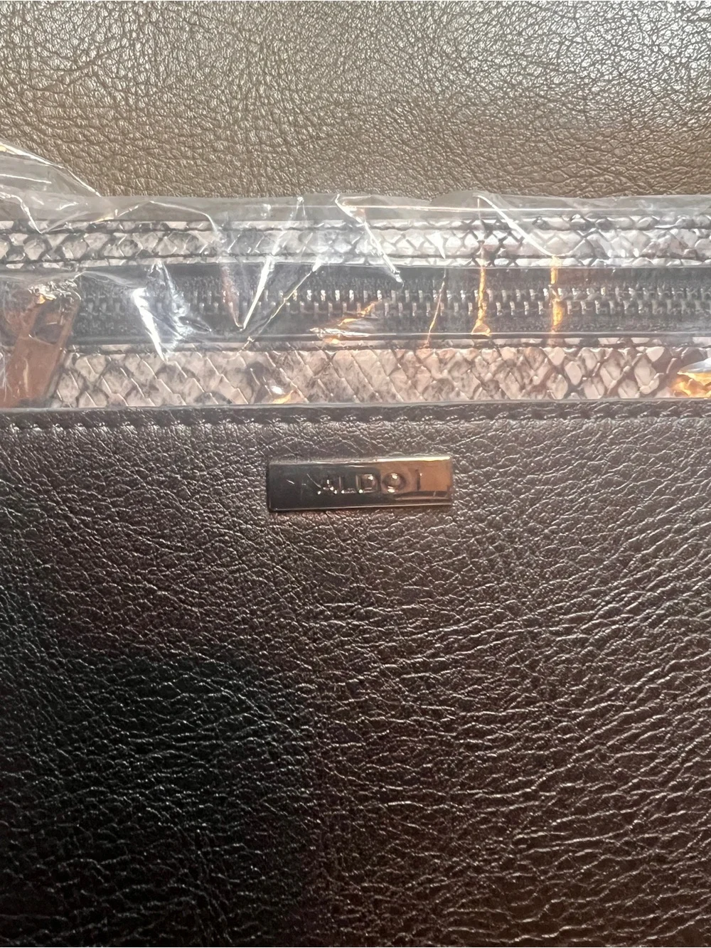 Aldo Olive Green and Black Textured Leather Backpack
